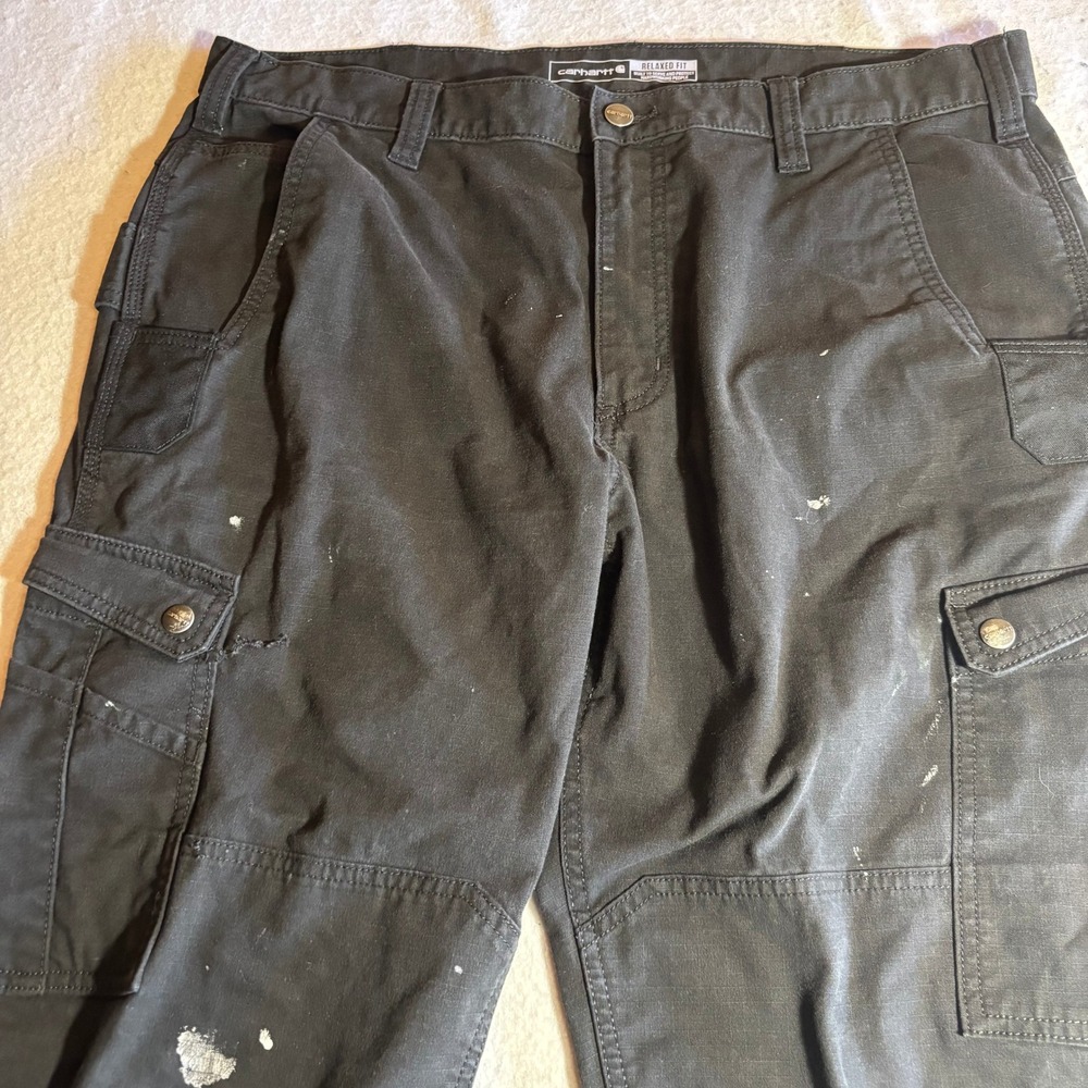 Carhartt Relaxed Straight Ripstop Double-Front Cargo Pant‎ Black Paint  38x31 - Picture 3 of 10